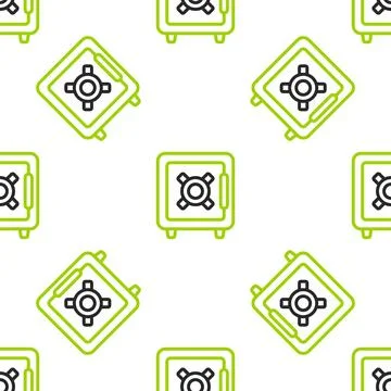 Line Cyber security icon isolated seamless pattern on white background. Closed Stock Illustration