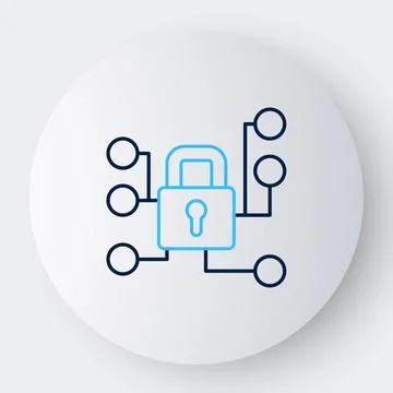 Line Cyber security icon isolated on white background. Closed padlock on digital 스톡 일러스트
