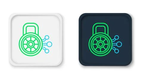 Line Cyber security icon isolated on white background. Closed padlock on digital Stock Illustration