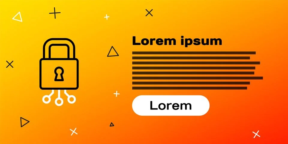 Line Cyber security icon isolated on yellow background. Closed padlock on d.. Stock Illustration