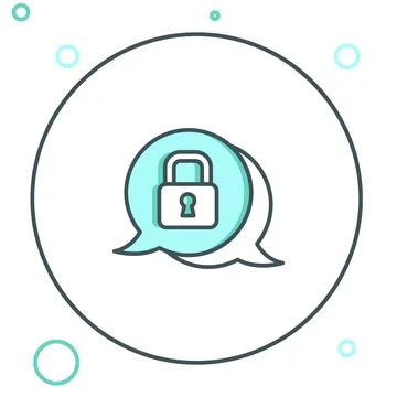 Line Cyber security icon isolated on white background. Closed padlock on di.. Illustrazione stock
