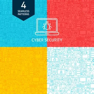 Line Cyber Security Patterns Stock Illustration