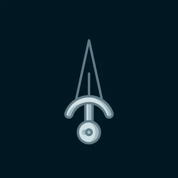 Line Dagger icon isolated on black background. Knife icon. Sword with sharp.. Stock Illustration