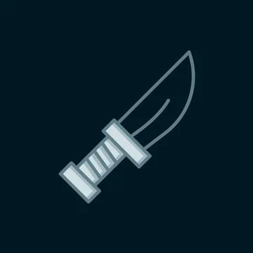 Line Dagger icon isolated on black background. Knife icon. Sword with sharp.. Stock Illustration