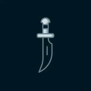 Line Dagger icon isolated on black background. Knife icon. Sword with sharp.. Illustrazione stock