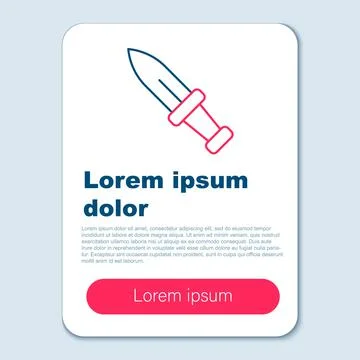 Line Dagger icon isolated on grey background. Knife icon. Sword with sharp blade Stock Illustration