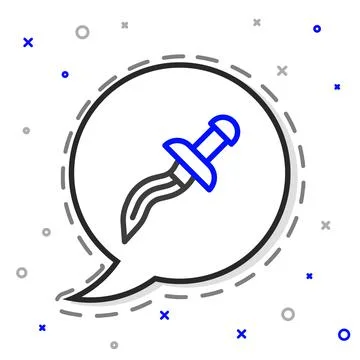Line Dagger icon isolated on white background. Knife icon. Sword with sharp Illustrazione stock