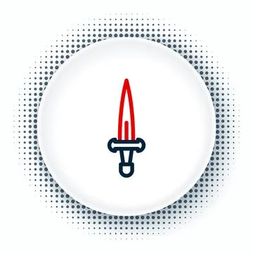 Line Dagger icon isolated on white background. Knife icon. Sword with sharp Stock Illustration