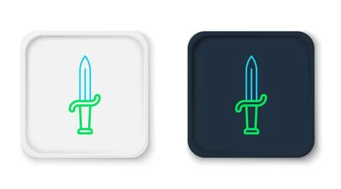 Line Dagger icon isolated on white background. Knife icon. Sword with sharp Illustrazione stock