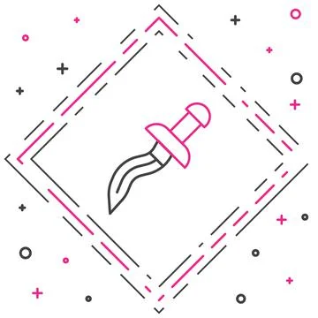 Line Dagger icon isolated on white background. Knife icon. Sword with sharp Illustrazione stock