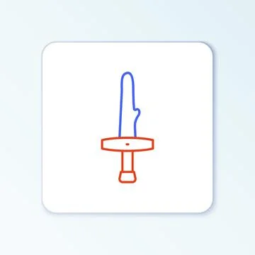 Line Dagger icon isolated on white background. Knife icon. Sword with sharp Illustrazione stock