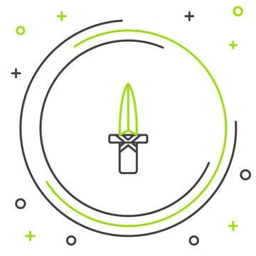 Line Dagger icon isolated on white background. Knife icon. Sword with sharp.. Stock Illustration