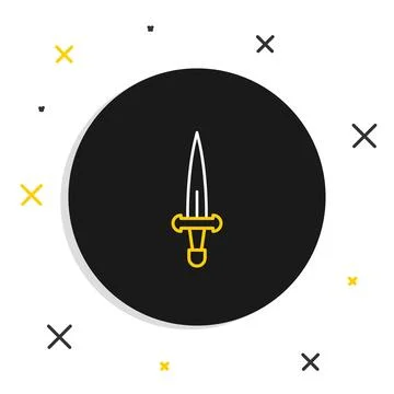 Line Dagger icon isolated on white background. Knife icon. Sword with sharp.. Illustrazione stock