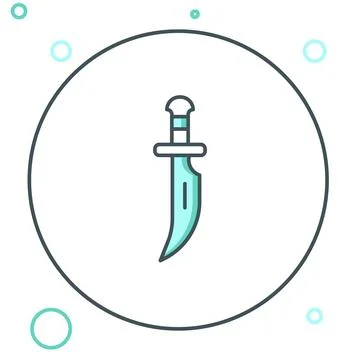 Line Dagger icon isolated on white background. Knife icon. Sword with sharp.. Stock Illustration