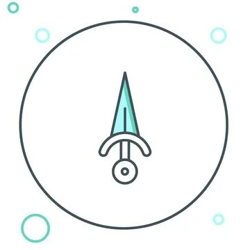 Line Dagger icon isolated on white background. Knife icon. Sword with sharp.. Illustrazione stock