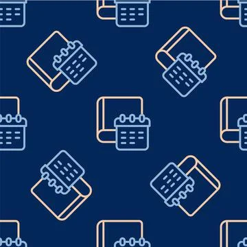 Line Daily paper notepad icon isolated seamless pattern on blue background Illustrazione stock