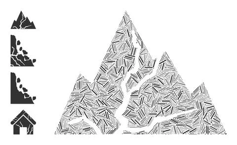 Line Damaged Rocks Icon Vector Mosaic Illustrazione stock