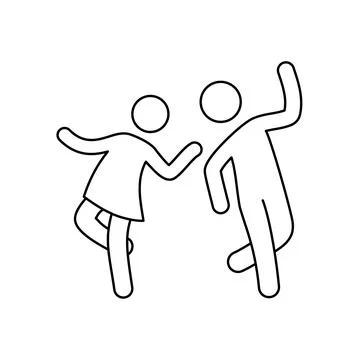 Line dancer couple icon. Latin, tango, salsa girl, boy pose outline icon Stock Illustration