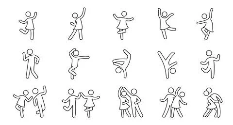 Line dancer, dancer couple icon. Latin, tango, salsa girl, boy pose outline icon Stock Illustration