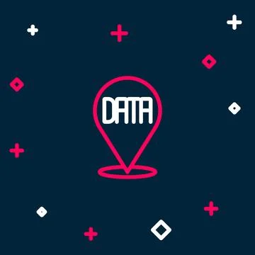 Line Data analysis icon isolated on blue background. Business data analysis.. Stock Illustration