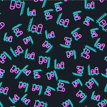 Line Data analysis icon isolated seamless pattern on black background.  Vecto Illustrazione stock