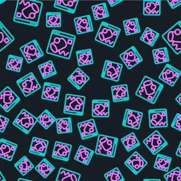 Line Data visualisation icon isolated seamless pattern on black background Stock Illustration