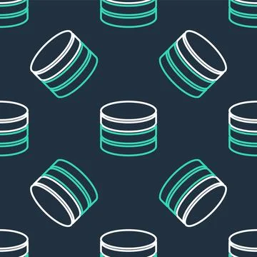 Line Database icon isolated seamless pattern on black background. Network Illustrazione stock