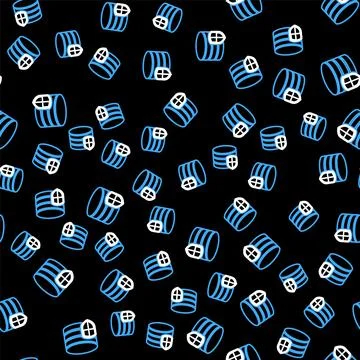 Line Database protection icon isolated seamless pattern on black background Stock Illustration