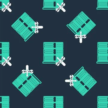 Line Database server with screwdriver and wrench icon isolated seamless pattern Illustrazione stock