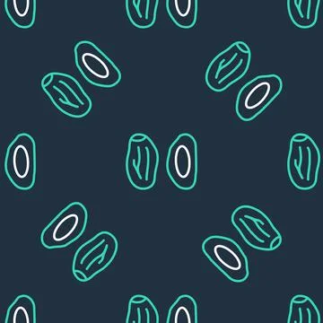 Line Date fruit icon isolated seamless pattern on black background. Vector Stock Illustration
