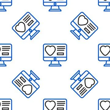 Line Dating app online computer concept icon isolated seamless pattern on white Illustrazione stock