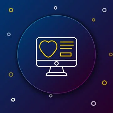 Line Dating app online computer concept icon isolated on blue background. Female Stock-Illustration