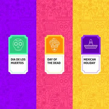 Line Day of the Dead Package Labels Stock Illustration
