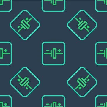 Line DC voltage source icon isolated seamless pattern on blue background. Vec Stockillustratie