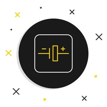 Line DC voltage source icon isolated on white background. Colorful outline .. Stock Illustration