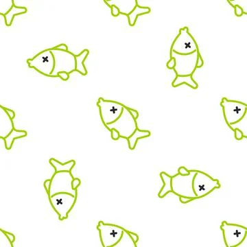 Line Dead fish icon isolated seamless pattern on white background. Vector Illustrazione stock