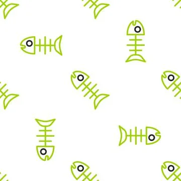 Line Dead fish icon isolated seamless pattern on white background.  Vector Stock Illustration