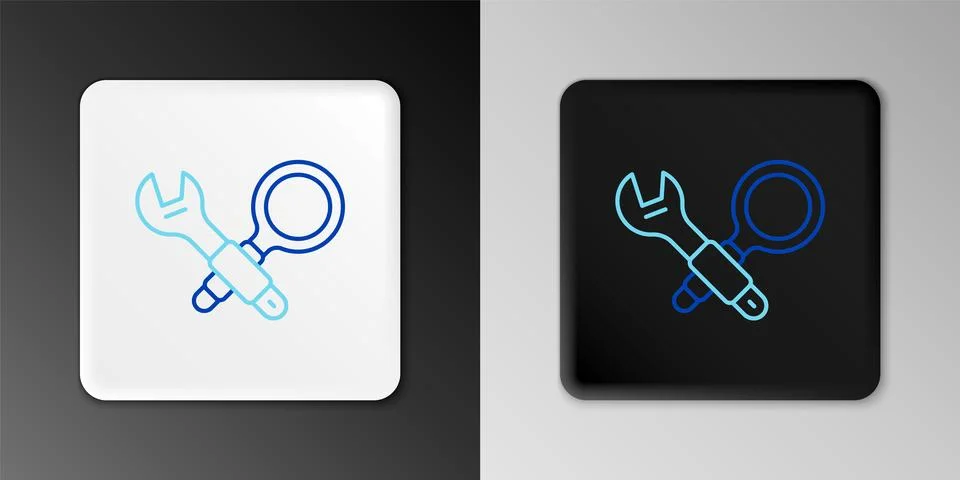 Line Debugging icon isolated on grey background. Debugging tool. Magnifying.. Stock Illustration