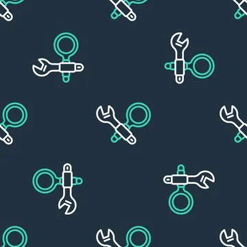Line Debugging icon isolated seamless pattern on black background. Debugging Stock Illustration