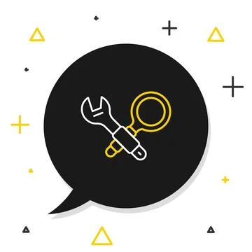 Line Debugging icon isolated on white background. Debugging tool. Magnifyin.. Stockillustratie