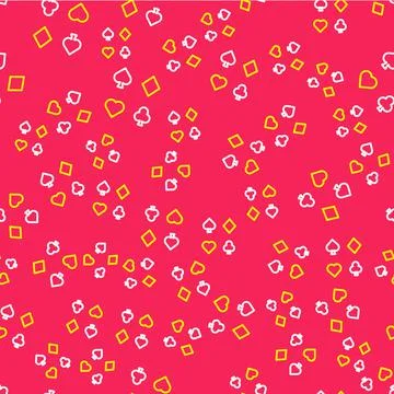 Line Deck of playing cards icon isolated seamless pattern on red background 스톡 일러스트