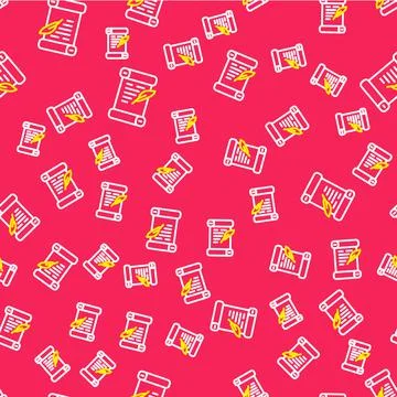 Line Decree, paper, parchment, scroll icon icon isolated seamless pattern on red Stock Illustration