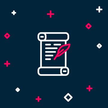 Line Decree, paper, parchment, scroll icon icon isolated on blue background Illustrazione stock