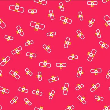 Line Decree, paper, parchment, scroll icon icon isolated seamless pattern on red Stock Illustration