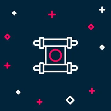 Line Decree, paper, parchment, scroll icon icon isolated on blue background Illustrazione stock
