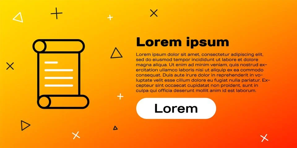 Line Decree, paper, parchment, scroll icon icon isolated on yellow background Illustrazione stock