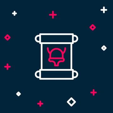 Line Decree, paper, parchment, scroll icon icon isolated on blue background Illustrazione stock