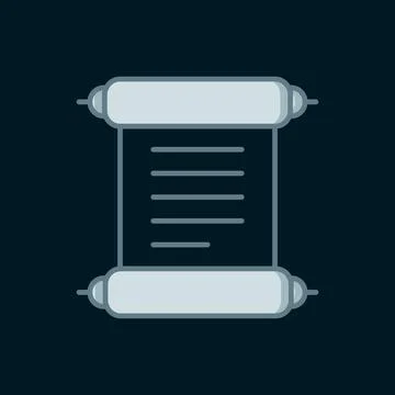 Line Decree, paper, parchment, scroll icon icon isolated on black backgroun.. Illustrazione stock