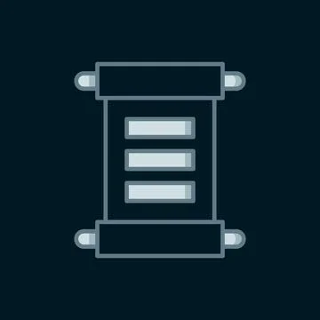 Line Decree, paper, parchment, scroll icon icon isolated on black backgroun.. Illustrazione stock