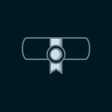 Line Decree, paper, parchment, scroll icon icon isolated on black backgroun.. Stock Illustration